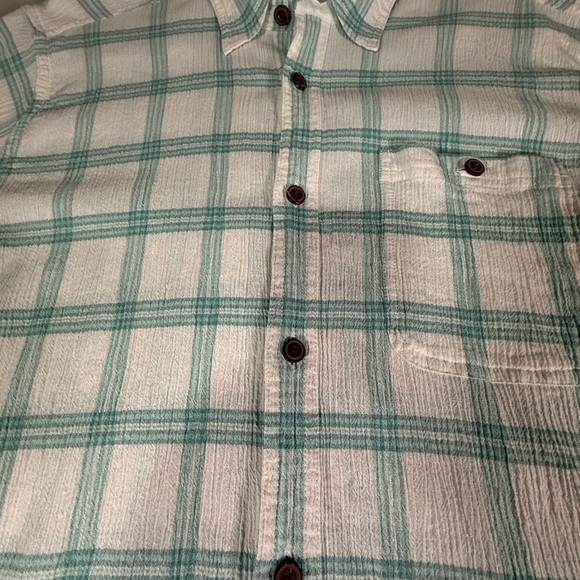 Patagonia Organic Cotton‎ Crinkle Plaid Shirt XL Short Sleeve Green - Picture 6 of 12